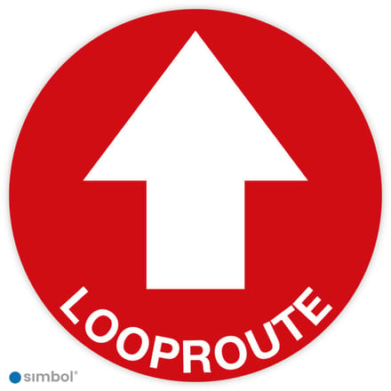 Simbol® - Vloerstickers Looproute met Pijl - Anti-Slip - Formaat ø 50 cm.