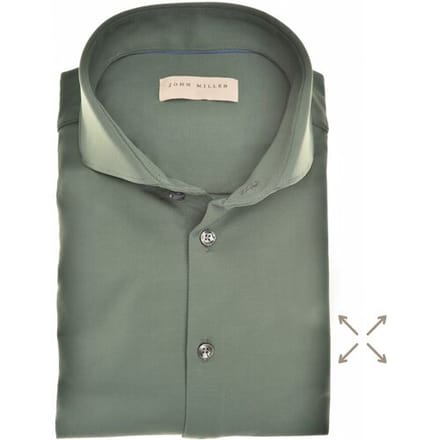 John Miller Overhemd Slim Solid Color Cutaway Hyperstretch Donker Groen / male