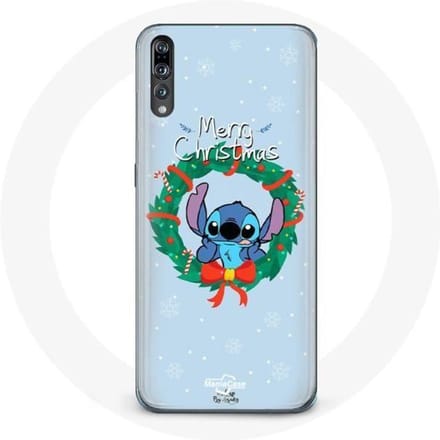Coque pour Huawei P20 - MANIACASE - Stitch neige joyeux Noël - Souple - Mixte - Bleu bleu