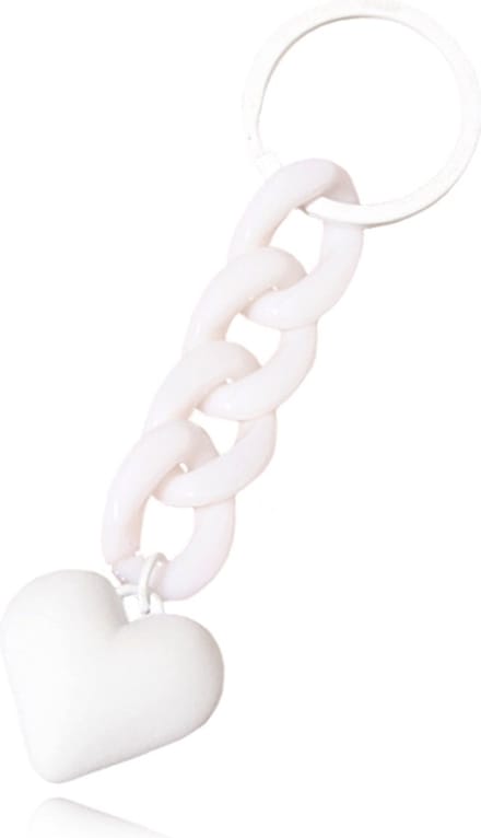 Sleutelhanger 4 grote Schakels & Hart - Wit