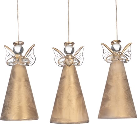Goodwill Kersthanger Engel Glas Goud D 5 cm Voordeel Ass. van 3 Stuks