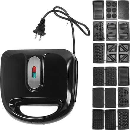 Elektrische Panini Grill Sandwich Maker met 10 Verwisselbare Platen Snelle Verhitting Multifunctioneel Elektrisch L black