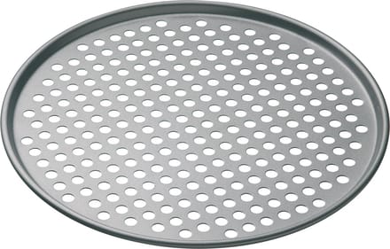 KitchenCraft MasterClass 32 cm Geperforeerde Pizza Tray / Bakplaat met PFOA-Vrije Antiaanbaklaag - Koolstofstaal van 1 mm