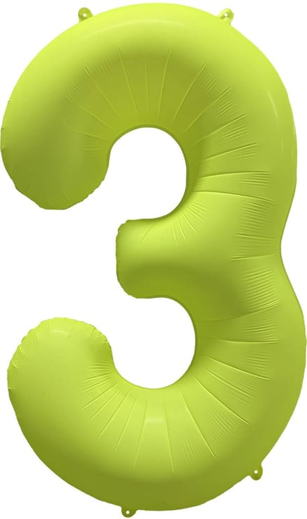 Riethmüller - Folieballon cijfer 3 - neon geel - 86 cm