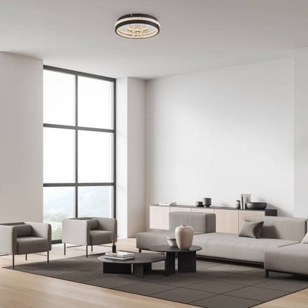 JUST LIGHT. GmbH LED plafondlamp Hanni, zwart, ijzer, aluminium, kristallook