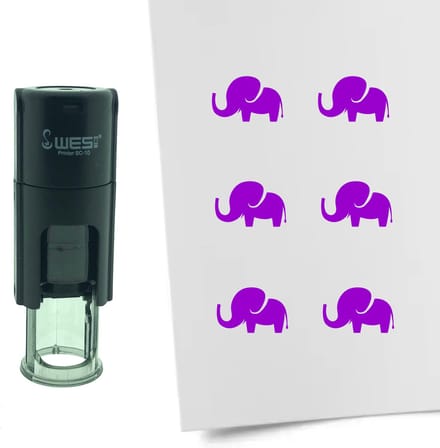 CombiCraft Stempel Olifant 10mm rond - paarse inkt