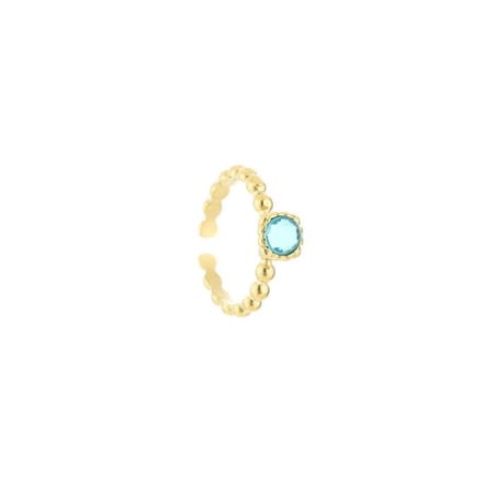 Bijoutheek ring round steen Aqua (One Size)