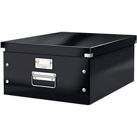 Leitz WOW Click & Store Grote Opbergdoos - 85% Gerecycled Karton - Voor A3 Formaten - 36.9 x 48.2 cm (BxD) - Zwart