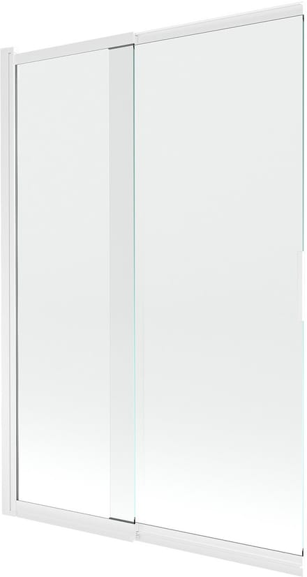 Mexen Fox badscherm, 2-delig schuifbaar, 120 x 150 , transparant, wit - 891-120-002-20-00