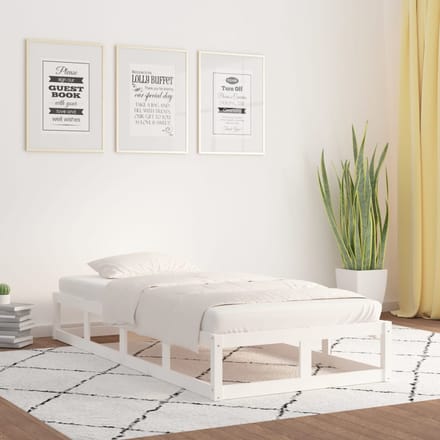 vidaXL - Bedframe - massief - hout - wit - 75x190 - cm
