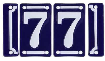Best for Boots huisnummer 77 met sierrand - Oudhollands - emaille - blauw/wit