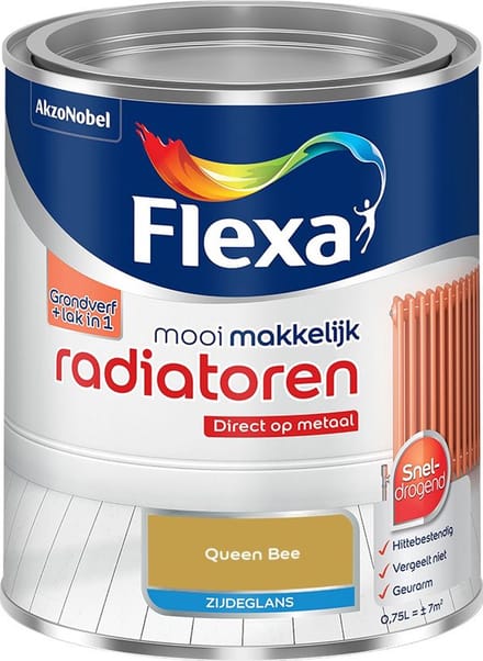 Flexa - Mooi Makkelijk Radiatoren Zijdeglans - Queen Bee - Mengverf - 750 Ml