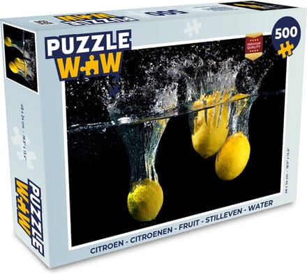 Puzzel Citroen - Fruit - Stilleven - Water - Geel - Legpuzzel - Puzzel 500 stukjes
