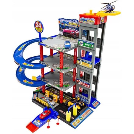 Grote Speelgoedgarage met Lift, Wasstraat en Helikopterplatform