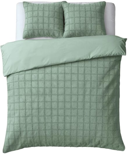 Droomtextiel Teddy Dekbedovertrek Fur Check - 240x200/220 cm - Groen