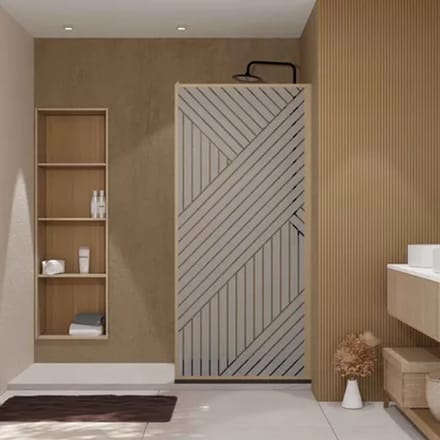 Aurlane Douchezijwand Japandi - Zeefdruk Glas 6mm - Houtdecor - 90x200cm