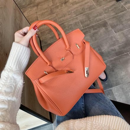 2020 Lock Handtas Mode Lychee Patroon Enkele Schouder Diagonaal Platina 30cm*15cm*24cm oranje