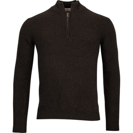 Thomas Maine Trui Half Zip Single Knit Merino Cashmere Donker Bruin / male