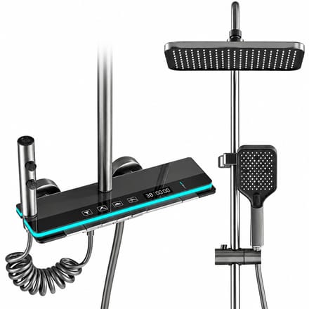 Innovastore Douche Set - Regendouche en Handdouche - Douchekraanset - Douchesysteem met thermostaat - Digitale display - Grijs