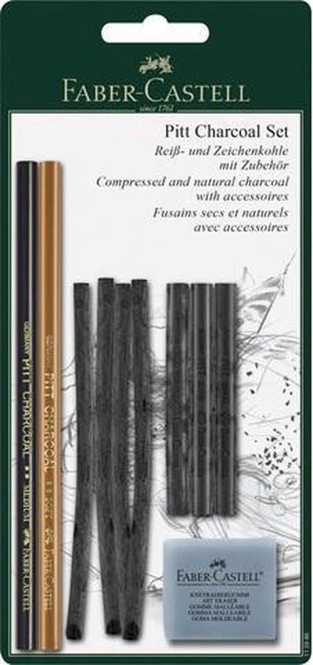Faber Castell Pitt Monochroom Houtskool - set 10-delig   4005401129967   Verf