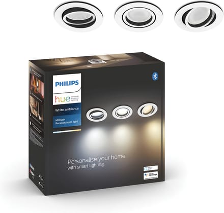 Philips Hue Milliskin - LED inbouwspot - GU10 fitting - bevat 3 inbouwspots incl. lamp - aanpasbaar wit licht - nikkel - Ø 900mm - slimme verlichting