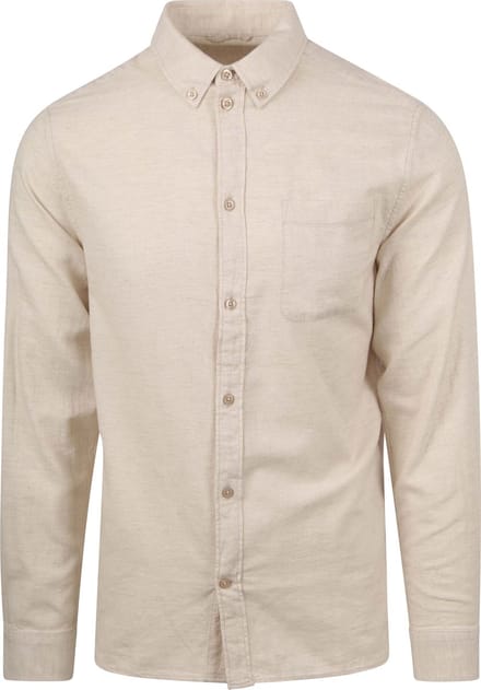KnowledgeCotton Apparel Overhemd Flanel Beige - Maat XL - Heren - Overhemden Casual