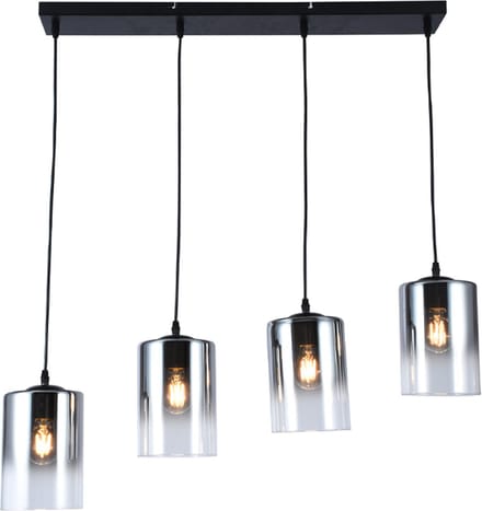 Olucia - HARIS - Hanglamp - Grijs / Zwart - 4L - Vorm: Rechthoek
