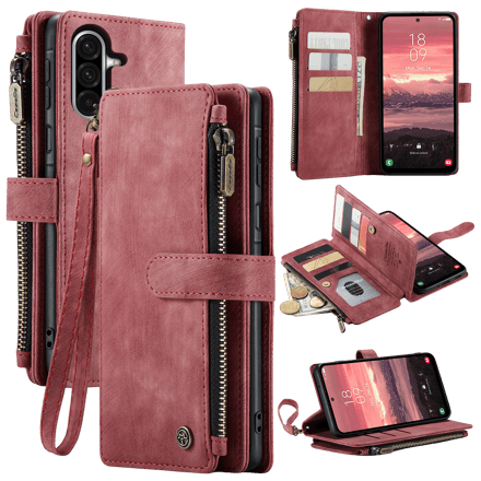 Caseme Samsung Galaxy A57 Vintage Wallet Hoesje Rood