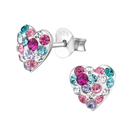 Oorbellen meisje - hartje - zilver - liefde - glitter - regenboog