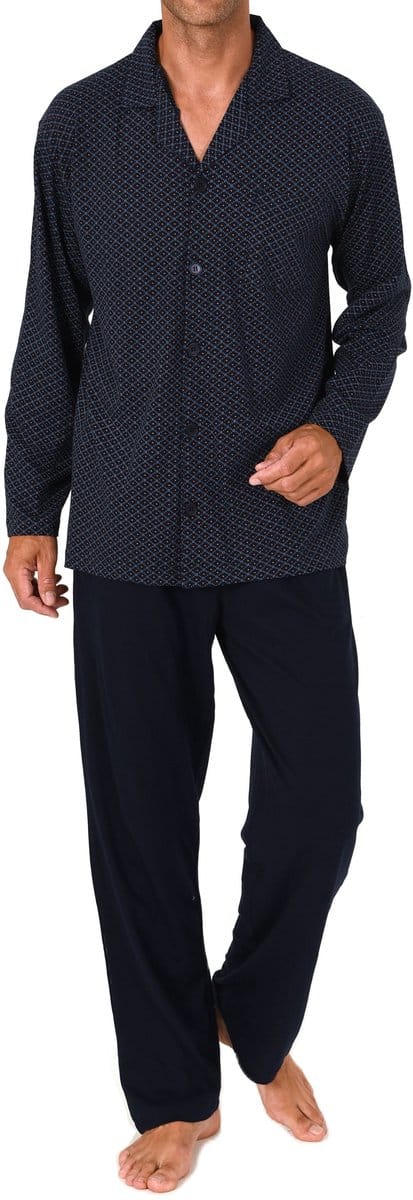 Herenpyjama met lange mouwen en doorknoopsluiting, ook in oversizes