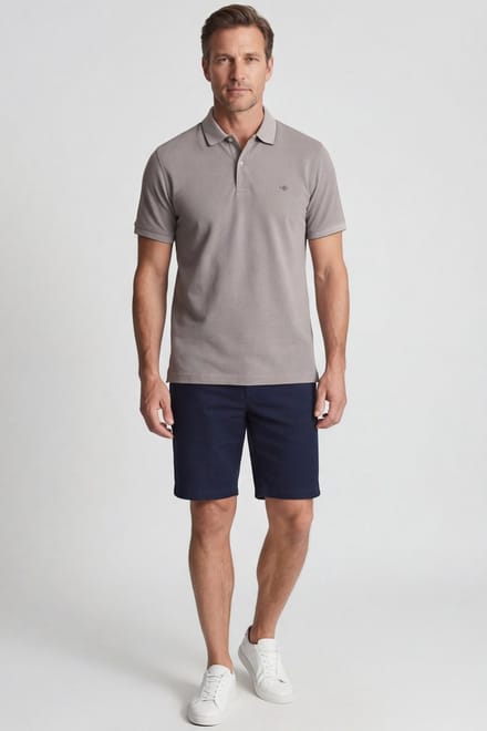 Baileys Polo Subtle Two-Tone Short Sleeve Stone Grey / male