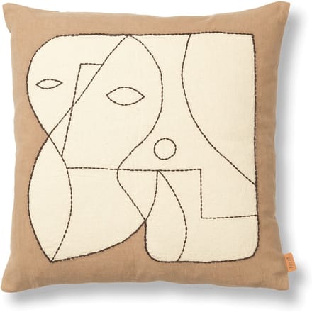 Ferm Living Figuur kussen - donker taupe/wit