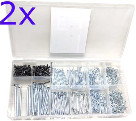2x 1060 delig Spijkers assortiment platkop gegalvaniseerde draadnagels