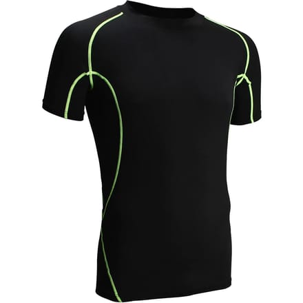 Avento Compressieshirt Korte Mouw Comfort - Mannen - Zwart/Fluorgeel - Maat S