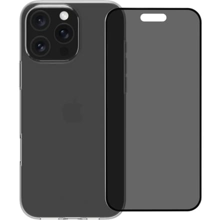 BlueBuilt Back Cover iPhone 16 Pro Max Transparant + Privacy Filter Screenprotector Glas