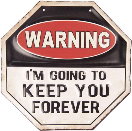 Clayre & Eef Tekstbord 30x30 cm Zwart Wit Ijzer Warning Wandbord