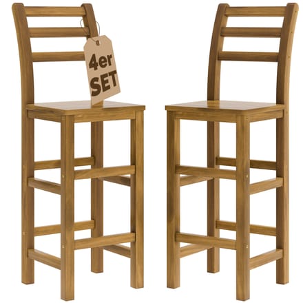 Casaria Barkruk - Set van 4 Acaciahout 40 x 35,5 x 110 cm – Bruin
