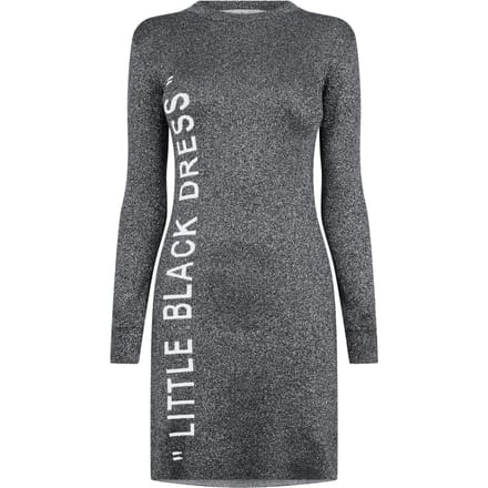 Off White Damesjurk met glitter, ronde hals en strakke pasvorm (Zilver/Wit)