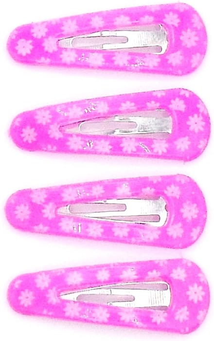 Klik-klak haarspeldjes kinderen roze met bloemetjes