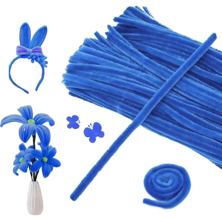 Pijpenragers Knutselen - Chenille Stelen - Creatief Knutselen - Pluisvrij Ontwerp - 100 Stuks - Blauw