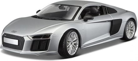 Modelauto Audi R8 V10 Plus grijs 18 x 8 x 5 cm - Schaal 1:24 - Speelgoedauto - Miniatuurauto