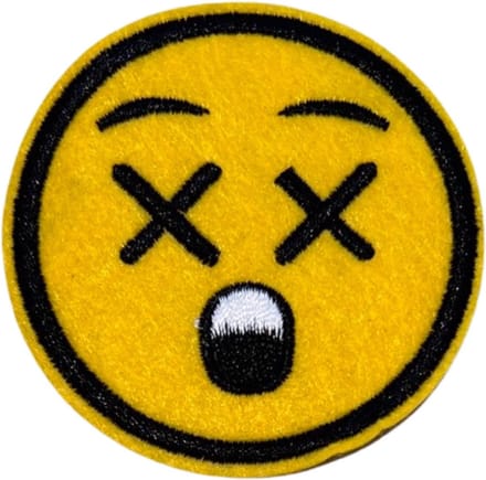 Emoji Smiley Ooh Nee Emotie Strijk Embleem Patch 6.2 cm / 6.2 cm / Geel Zwart Wit