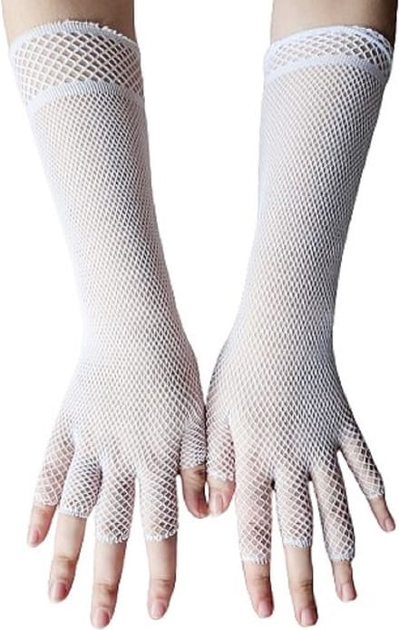 BamBella® Vingerloos Net handschoenen - One Size - Wit - Visnet handschoenen - Feest - Gothic Carnaval