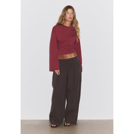 Stradivarius T-shirt met kimonomouwen  Donkerrood S