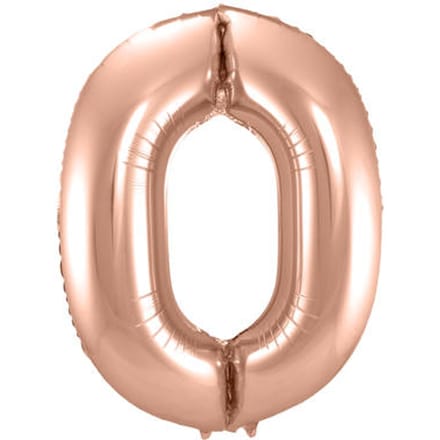 Rosé Goudkleurige Cijferballon cijfer 0 - 86cm