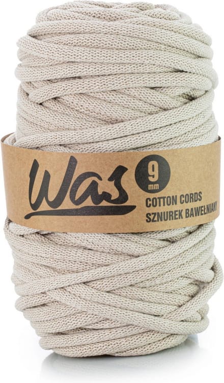 Was - Touw - katoenen / polyester koord - gevlochten - 9mm, 50m - licht beige