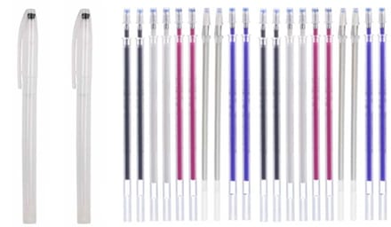 Dailygoody - SEIWEI Leather Fabric Marking Pen Set - 2 Pcs met 20 Kleurige Hitte Erasable Vullingen