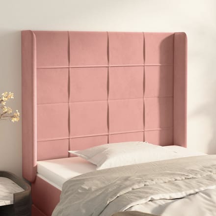 vidaXL - Hoofdbord - met - randen - 93x16x118/128 - cm - fluweel - roze