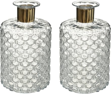 Atmosphera bloemenvaas - 2x - Elegance - Apotheker Fles model - transparant - glas - H26 x D15 cm
