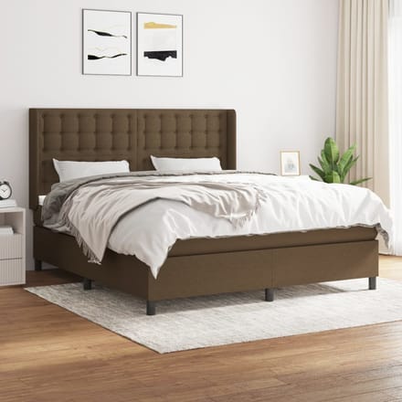 vidaXL - Boxspring - met - matras - stof - donkerbruin - 180x200 - cm